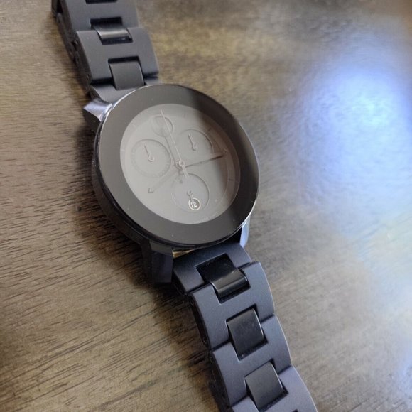 {SOLD} Authentic Movado Bold All Black Chronograph Watch Women's 40mm - Picture 7 of 8